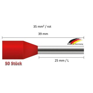 Aderendhülsen 35,0 mm² / 25mm L rot DIN 1VP=50 Stück