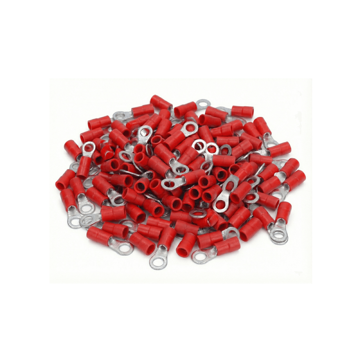 25x Ringkabelschuhe 0,5-1,5 Mm², M3, Rot, Mit Schrumpfschlauch – Verzinnte Kupfer-Quetschverbinder