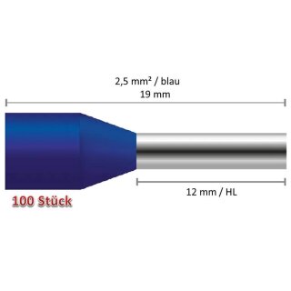 Aderendhülsen 2,5 mm² / 12mm HL blau DIN 1VP=100 Stück