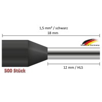 Aderendhülsen 1,5 mm² / 12mm HLS schwarz – i