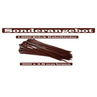 Kabelbinder braun 300 x 4,8 mm 1.000 Stück Sonderangebot