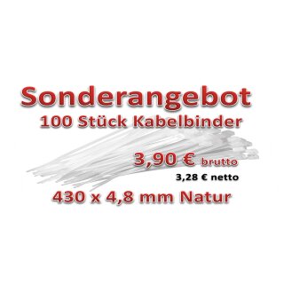 Kabelbinder 430 x 4,8 mm 1 VP = 100 Stück Sonderangebot