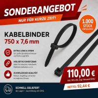 Kabelbinder 750 x 7,6 mm Schwarz &ndash; 1.000...