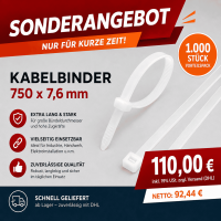 Kabelbinder 750 x 7,6 mm Natur &ndash; 1.000...