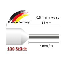 Aderendhülsen 0,5 mm² / 8mm N weiss – isolie